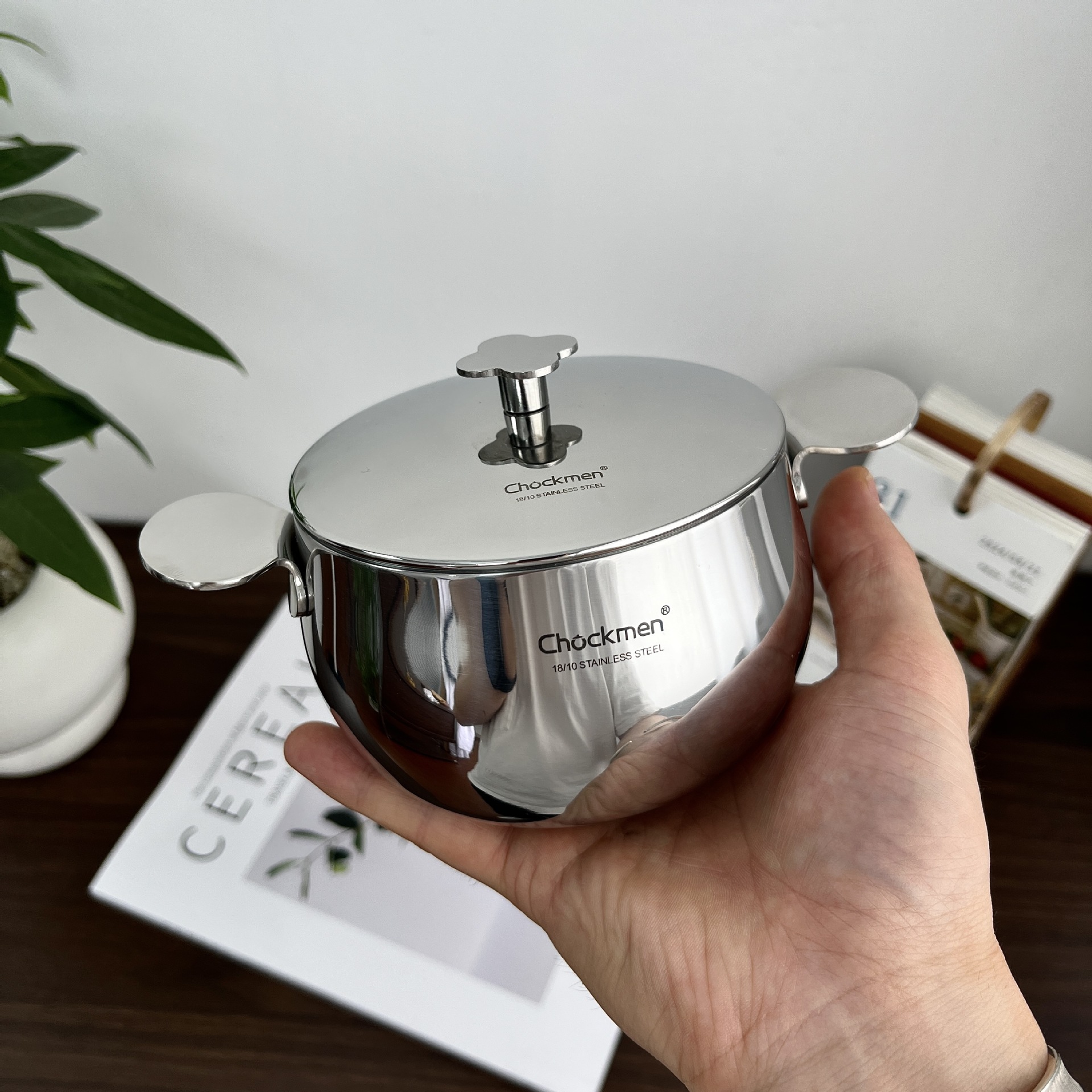 Chockmen Zhuo Deming 18 / 10 de acero inoxidable doble oreja cocina de leche cocina de cocina de cuatro hojas cocina de bocadillos mini cocina de cocina