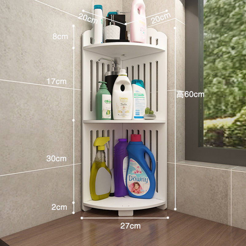 プラスチック浴室床置き収納棚壁の隅のトイレの棚の三角形の棚のトイレのシャンプーの収納|undefined