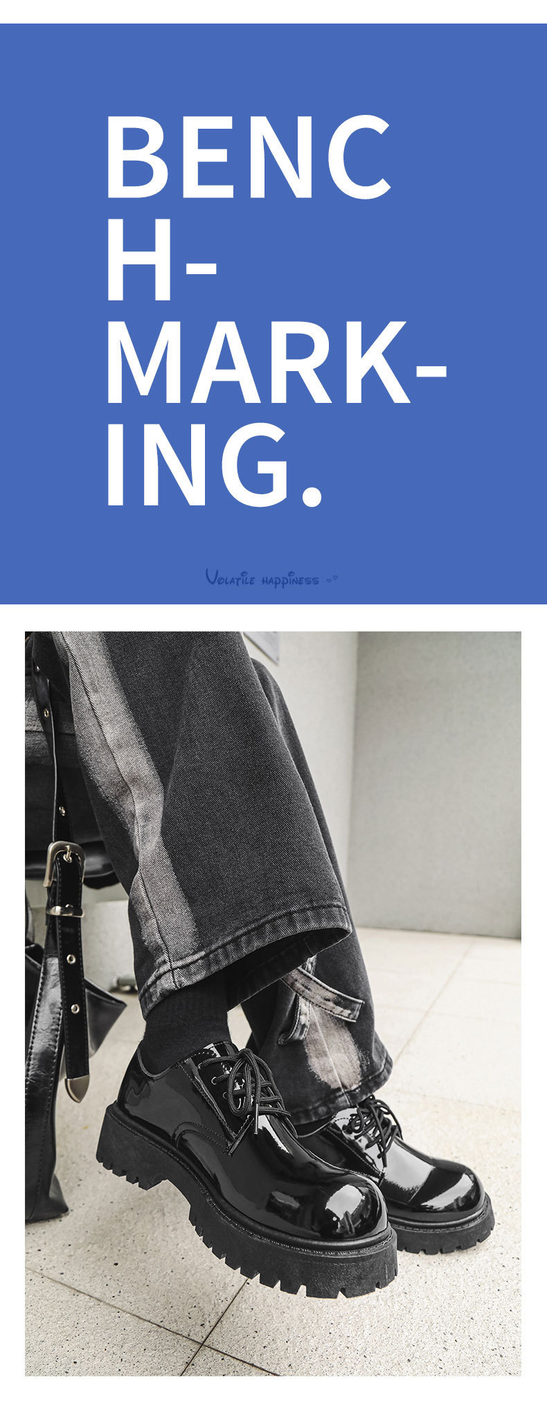 ShoeVault Casual Pelle Autunno Inverno Nuovo Nero Lucido Business Alluce Derby Niche Basso Suola Spessa Altezza Aumentante Uomo_voghion.com