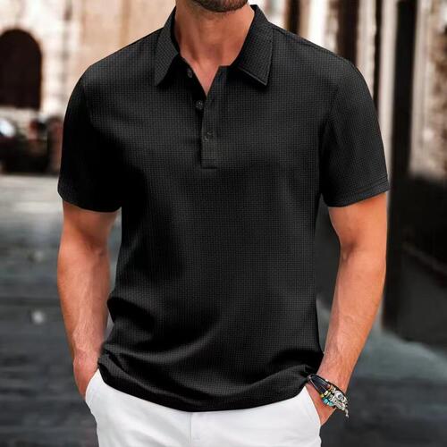Men's Turn-Down Collar Short-Sleeved Polo Shirt, Trendy Brand Summer T-Shirt, Korean Style Slim-Fit Fashion 2025 New Arrival All-Match T-Shirt Top