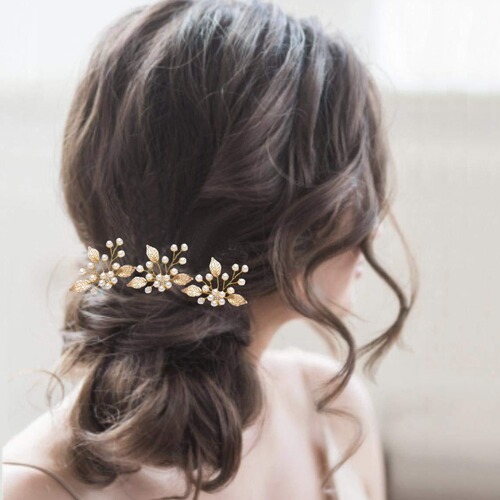 Amazon best-selling pearl leaf hair fork, bridal hair accessories comb, wedding dress accessories, handmade jewelry wholesale