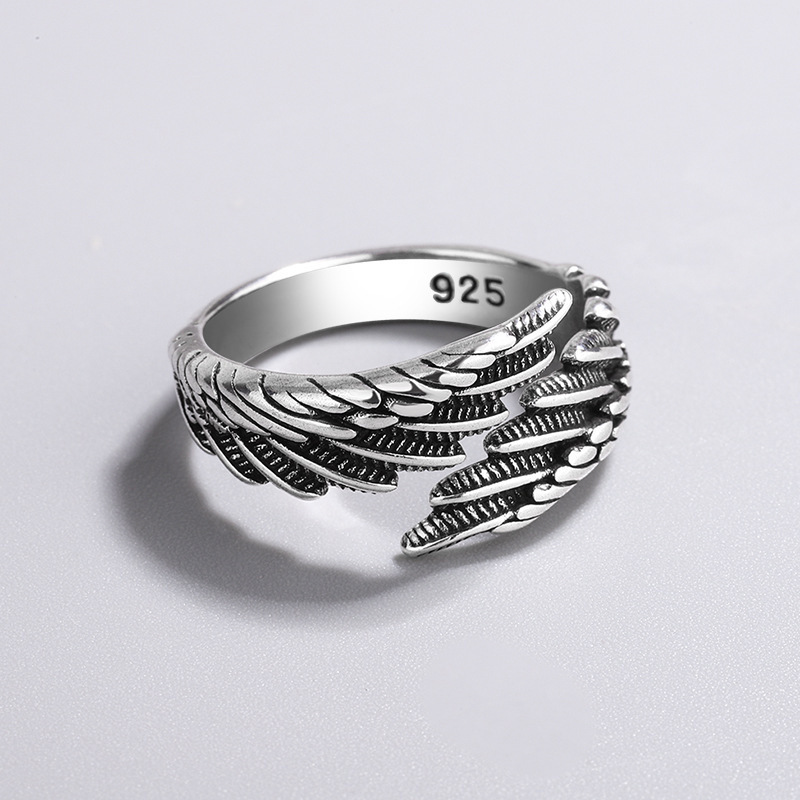 European And American Retro Vintage Feather Simple Fashion Thai Silver Jewelry Elegant High-end Feel Wholesale Ring_voghion.com