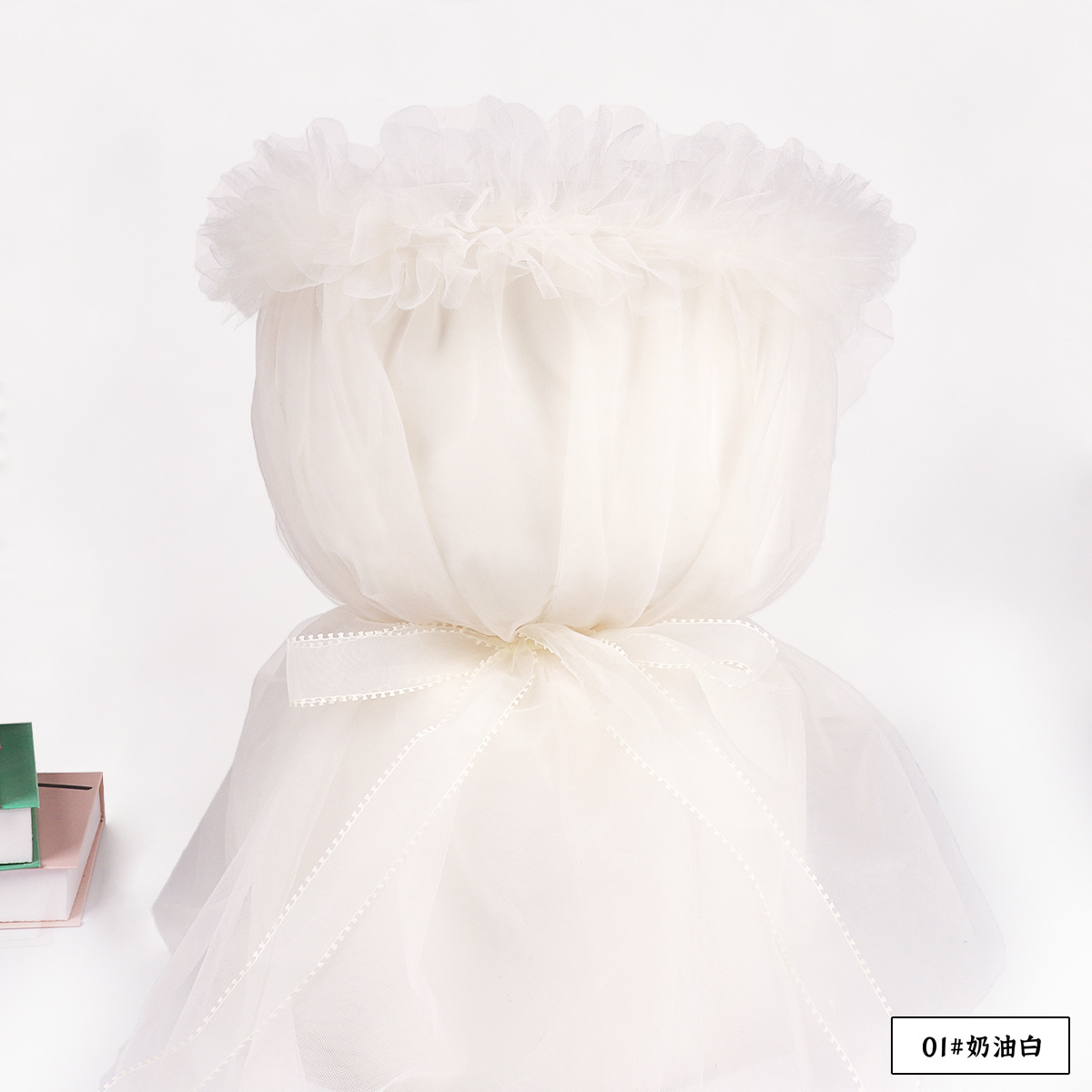 Fábrica de fiestas de flores al por mayor falda de flores empaquetado de malla de moda de color sólido ramo empaquetado de material de florista de cortina de hilo