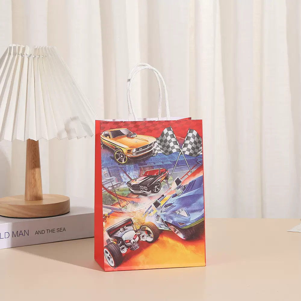卡通赛车牛皮纸袋儿童生日派对伴手礼礼物袋烘焙服饰纸袋现货批发