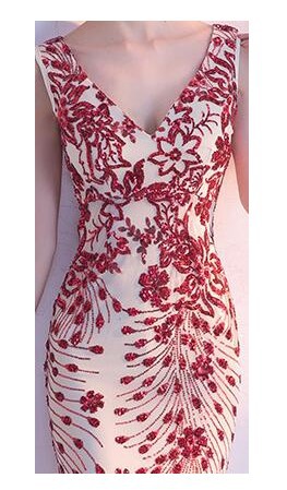 Comercio exterior europeo y americano Amazon AliExpress deseo nuevo lentejuelas con cuello en V sin mangas largo vestido de noche sexy
