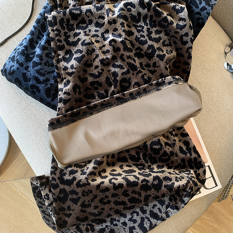 Women's Clothing 2024 autumn new leopard print gold velvet wide leg pants for women high waist drape casual high end straight velvet pants_voghion.com