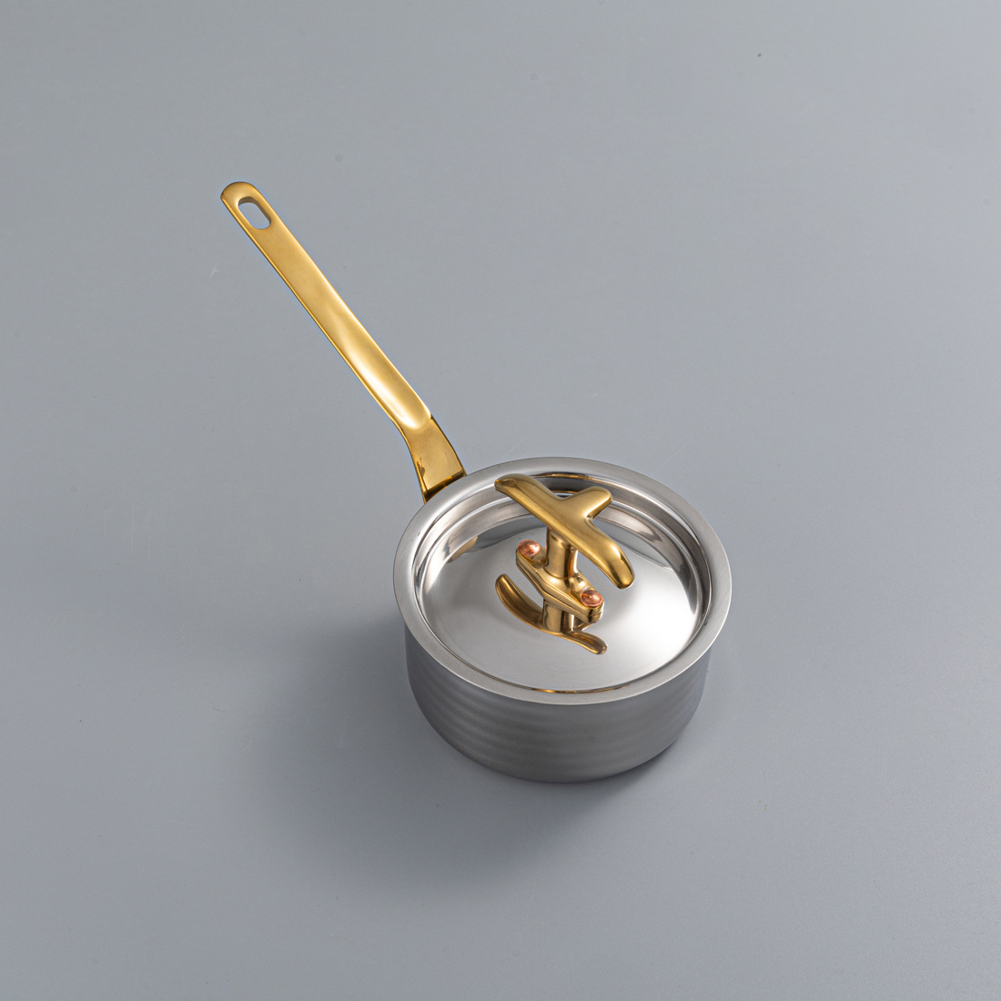 304 Stainless Steel Sauce Pot Three-layer Steel Western Restaurant Steak Sauce Pot Mini Small Western-style Single-handle Cooking Pot With Lid