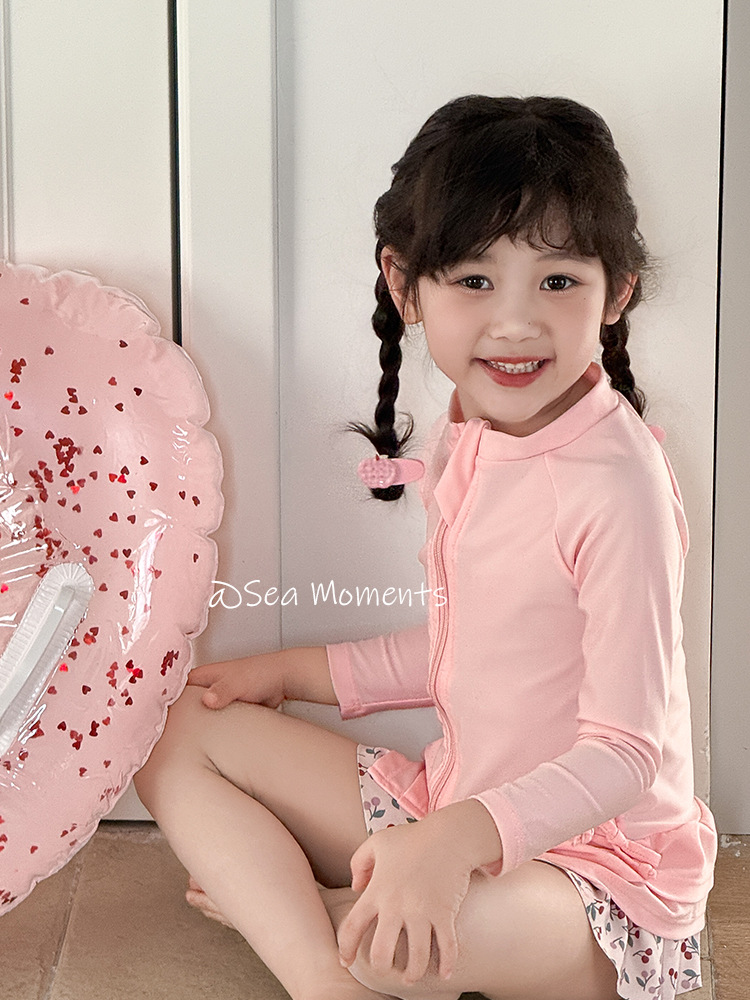 어린이 아기 수영복 소녀의 새로운 스플릿 공주 스타일 긴팔 자외선 차단 수영복 어린이 휴가 수영복