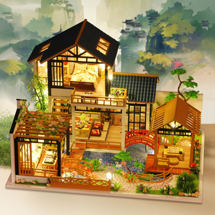 Yangbei Cottage Forest Garden Ancient Style Villa Wooden Assembly Building Model Toy Birthday