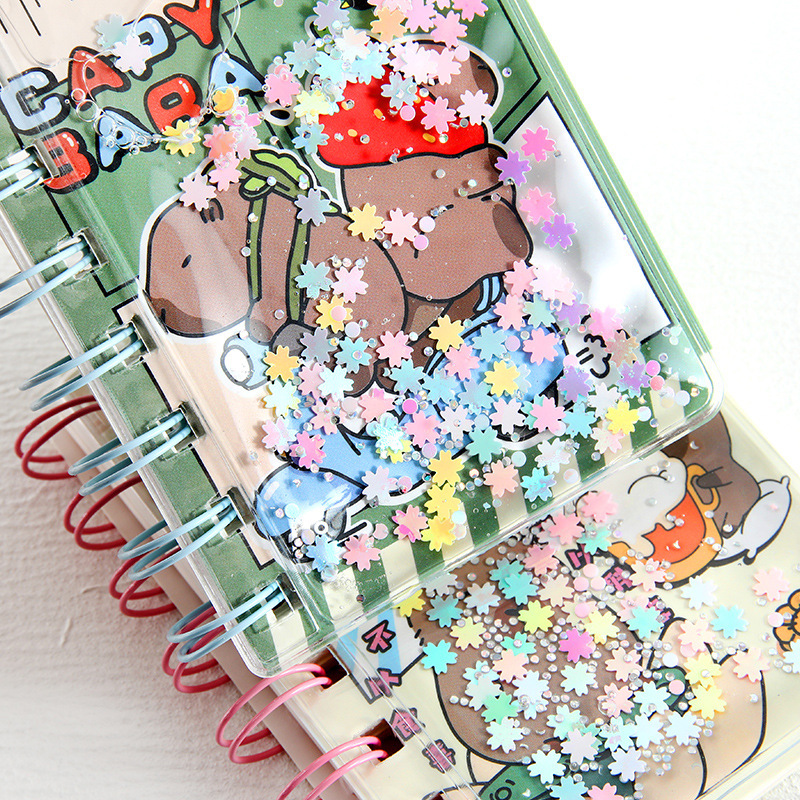 Kapibala en el libro de bobina de aceite, arenas movedizas de dibujos animados, libro de cuentas de mano de boutique lindo, libro de bolsillo, papelería para estudiantes