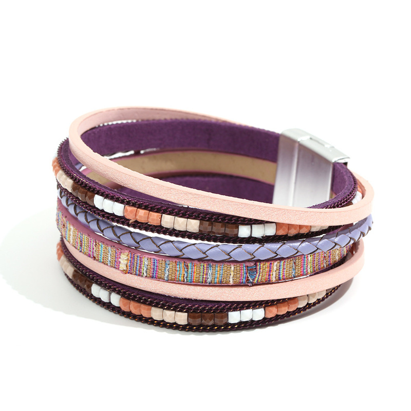 Cross-Border Hot-Selling Bohemian Style Multi-Layered Leather Braided Bracelet with Magnetic Clasp Cross-Border Hot-Selling Bohemian Style Multi-Layered Leather Braided Bracelet with Magnetic Clasp