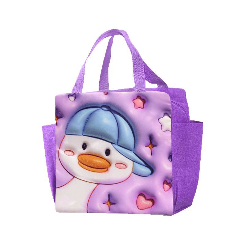 Bolsa de lonchera de dibujos animados con patrón tridimensional 3D bolsa de aislamiento grueso portátil con almuerzo bolsa de almuerzo para el trabajo y la escuela bolsa de almuerzo explosión