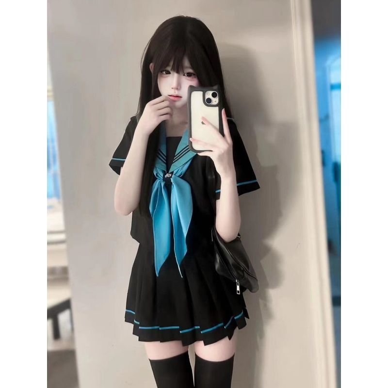 半袖日本の学校用品女性夏 JK 中間プリーツスカート JK 基本制服カレッジセーラースーツ女性|undefined