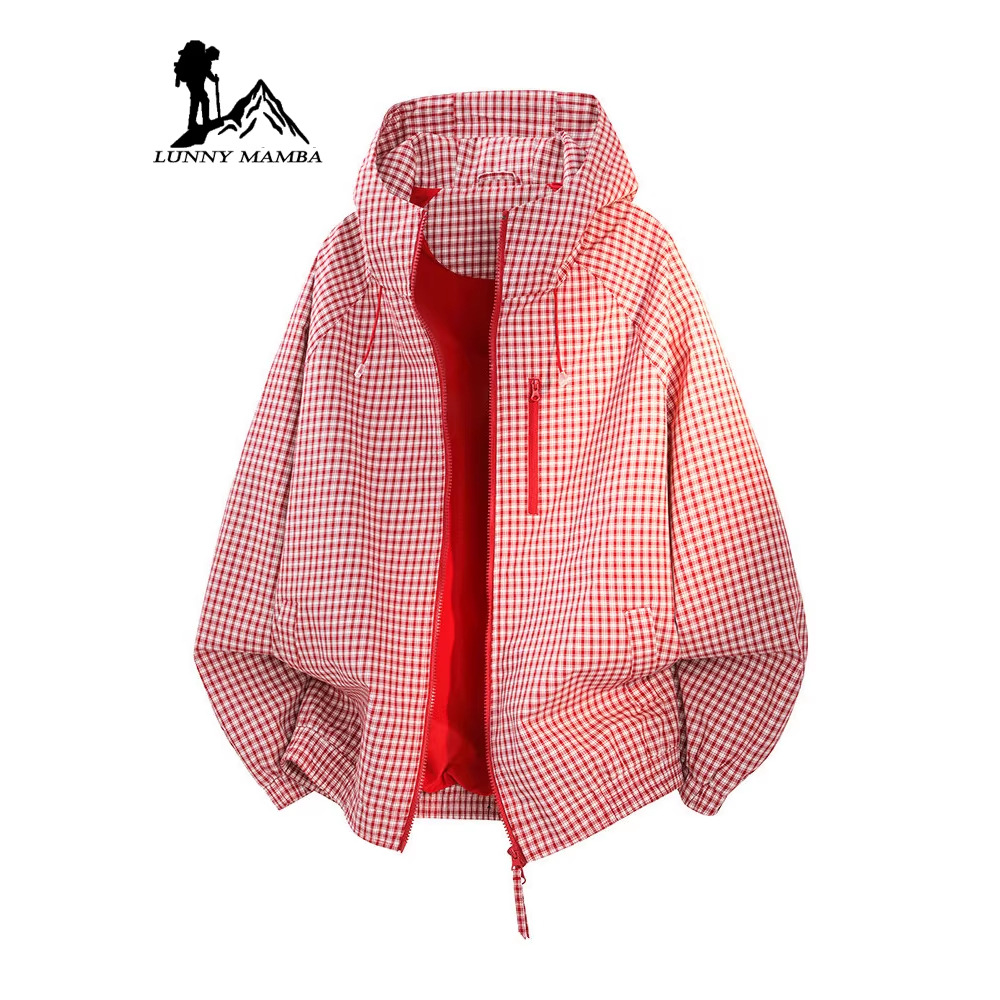 Designer Women's Outerwear 2026 New Spring American Style Windproof Loose Plaid Color Block Early Spring Hooded Jacket/Sweatshirt