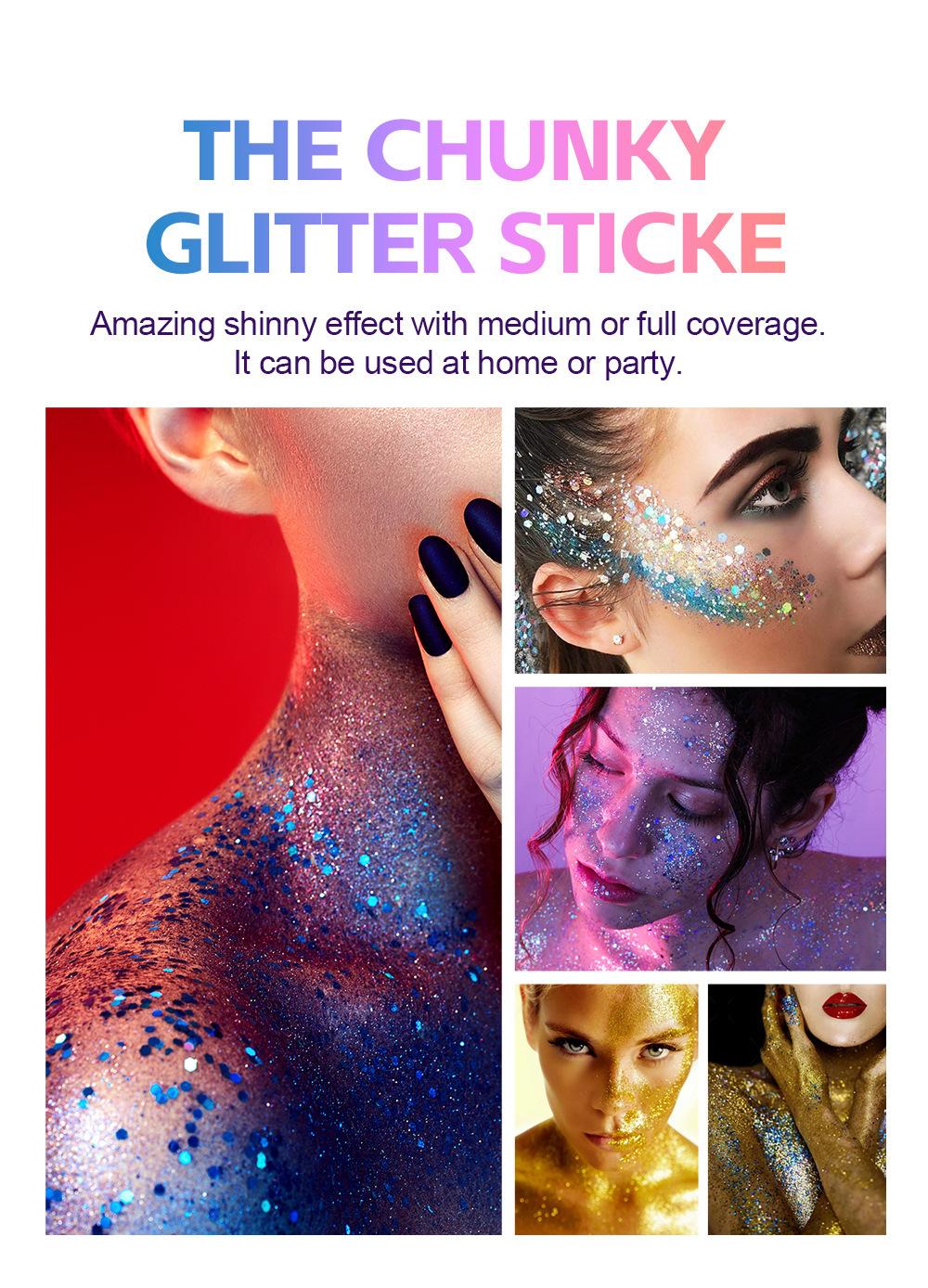 Fit Colors 6-color body painting, sequined stick face, lip star glitter eyeshadow, festival stage makeup Specification drawing