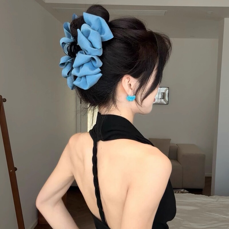 2025新款高级感蓝色气质三角抓夹发卡女盘发半扎发后脑勺发夹发饰|undefined
