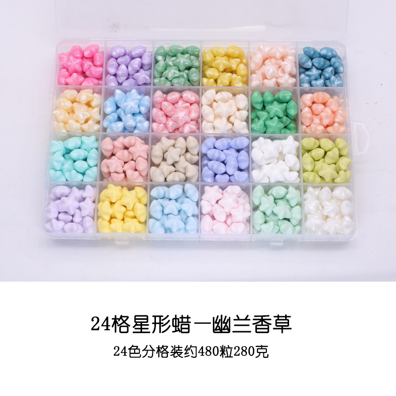 Juego de Perlas de Cera para Sellos de Estrella, 24 Rejillas, Serie de Colores Macaron, Perlas de Cera para Sellos de Pentagrama Baratas, Colores Mezclados