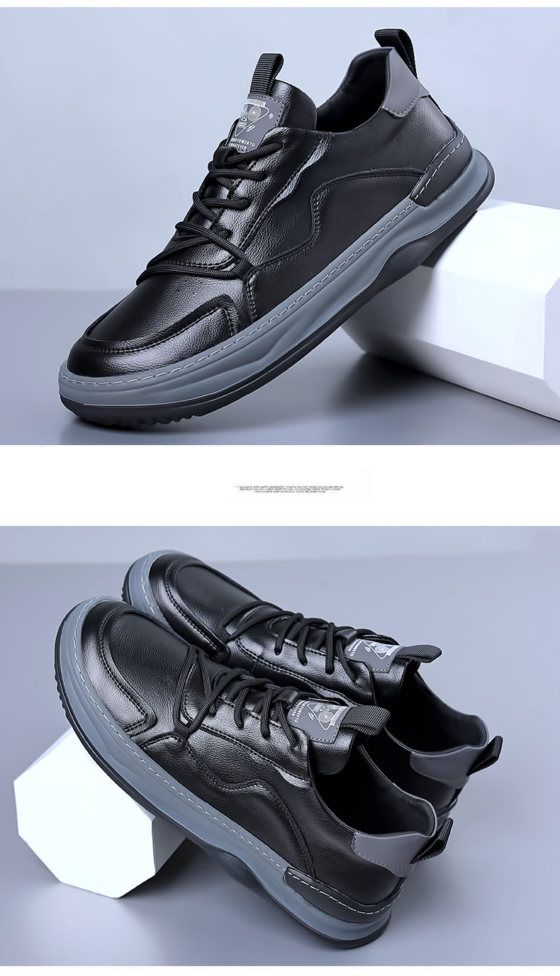 Miesten uudet syksyn pohjalliset trendikkäät kengät, hengittävät, muodikkaat, monipuoliset, ruskeat pehmeät nahkaiset vapaa-ajan kengät_voghion.com