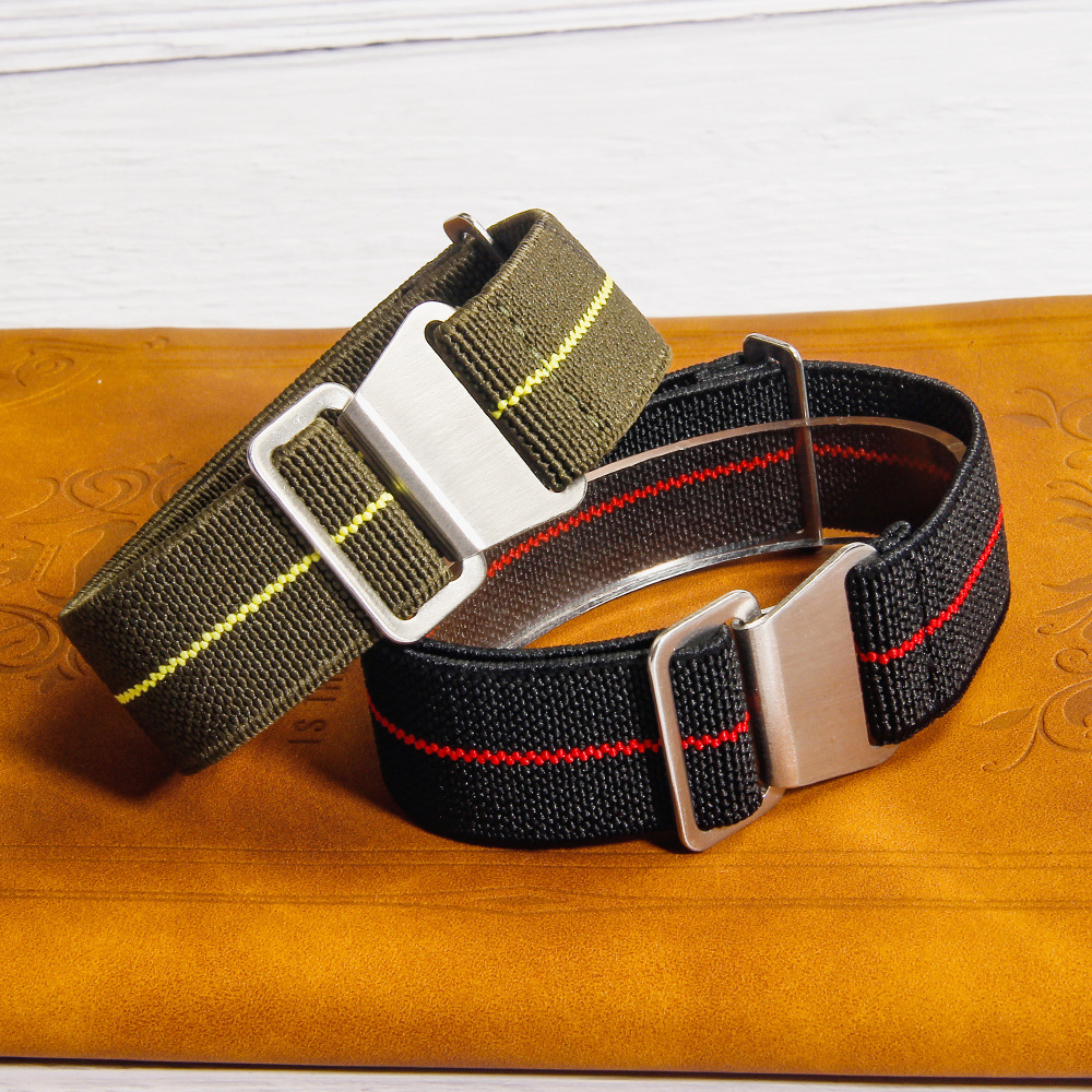 1960 S French Parachute Bag Nato Elastic Nylon Strap For Major Brands 18 20 22mm
