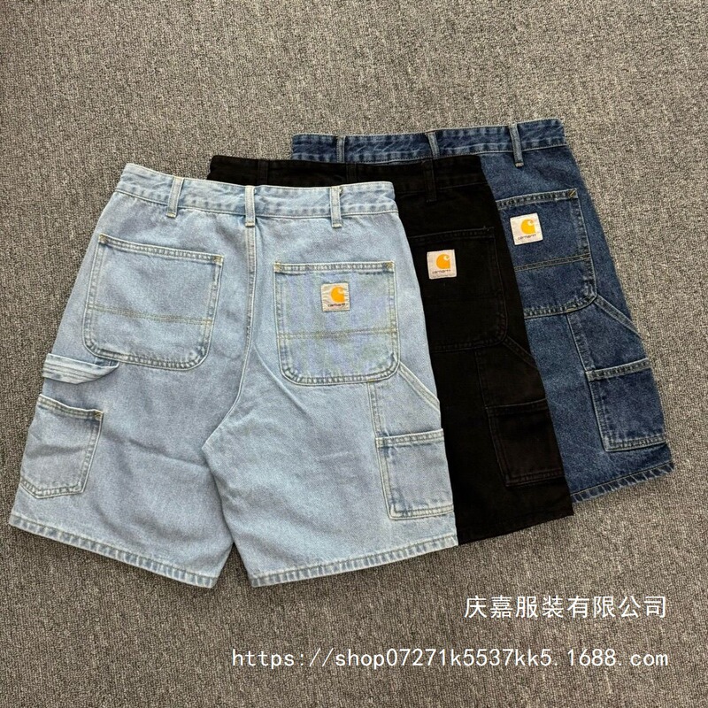 American retro WIP SINGLE SHORT denim washed multi-pocket work shorts, five-point shorts, blue, wholesale