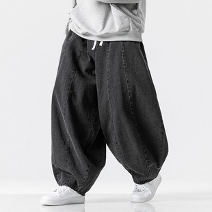 Factory Direct Supply Men's Plus-Size Japanese-Style Loose Harem Straight-Leg Pants Wide-Leg Casual Pants American-Style Jeans Lantern Pants
