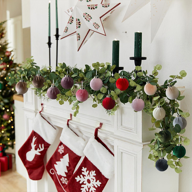 Venta directa de fábrica 6/8CM bola de tela decoración de bolas de Navidad decoración de Navidad adornos al por mayor