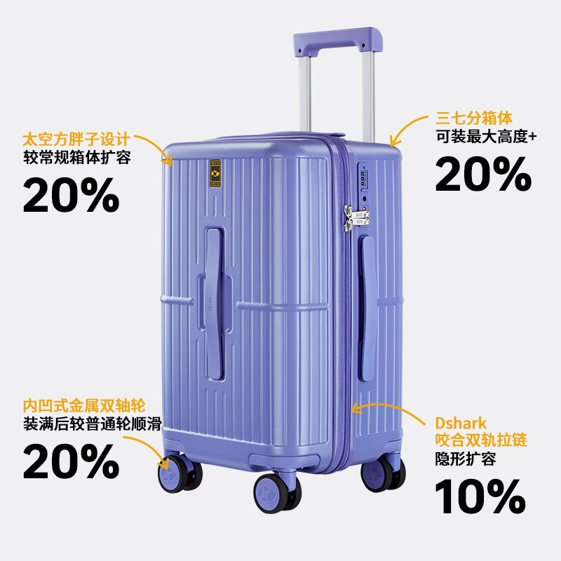 新款大容量加厚款拉杆箱万向轮纯色旅行箱20寸出国托运密码行李箱