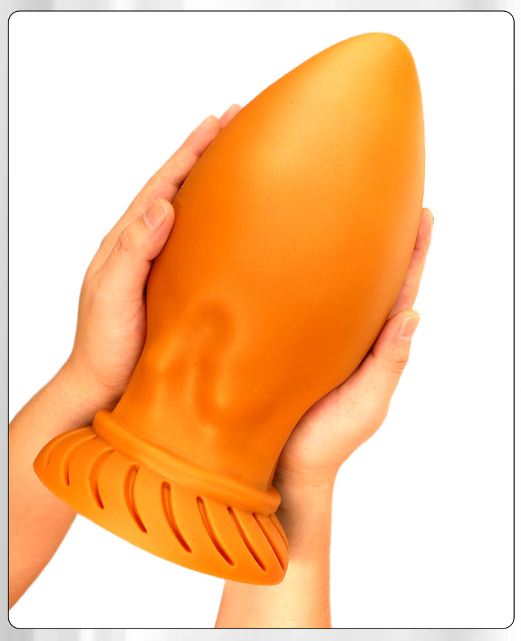 Jiuai Huya Silicone Bead Anal Plug with Tail, Gold, Extra Large — detail image 20