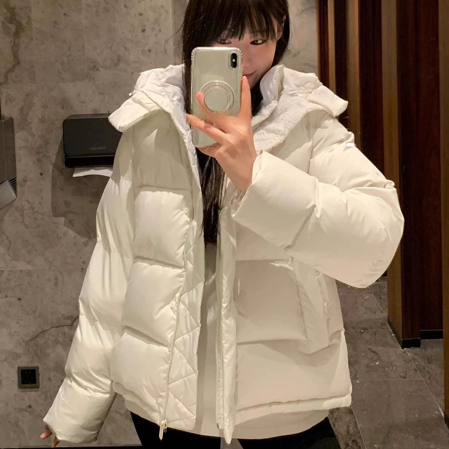 Lulu Five-Grids White Duck down Jacket Women's High-End 2025 Winter New Hooded Thickeneded Warm Fashion Top