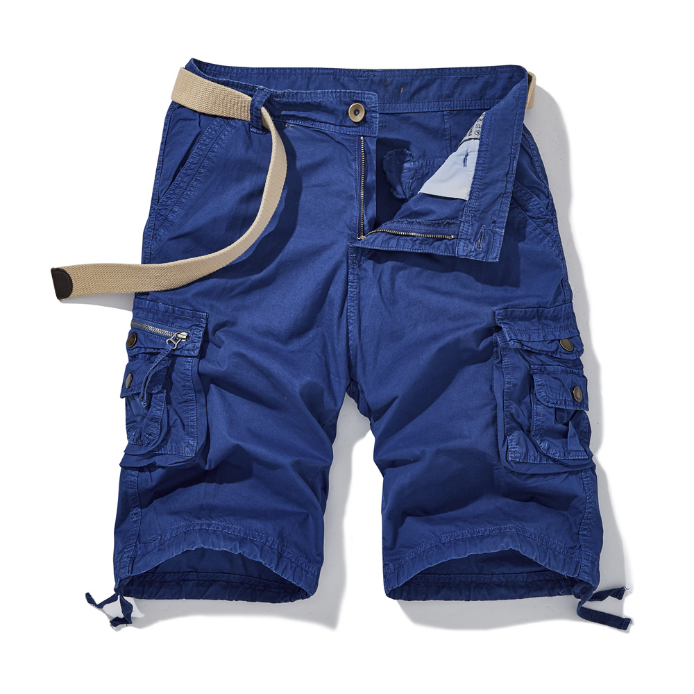 Pantalones cortos deportivos de verano para hombre, ropa de trabajo de marca a la moda, con múltiples bolsillos, corte holgado, talla grande, pantalones cortos informales de longitud media, estilo fino.