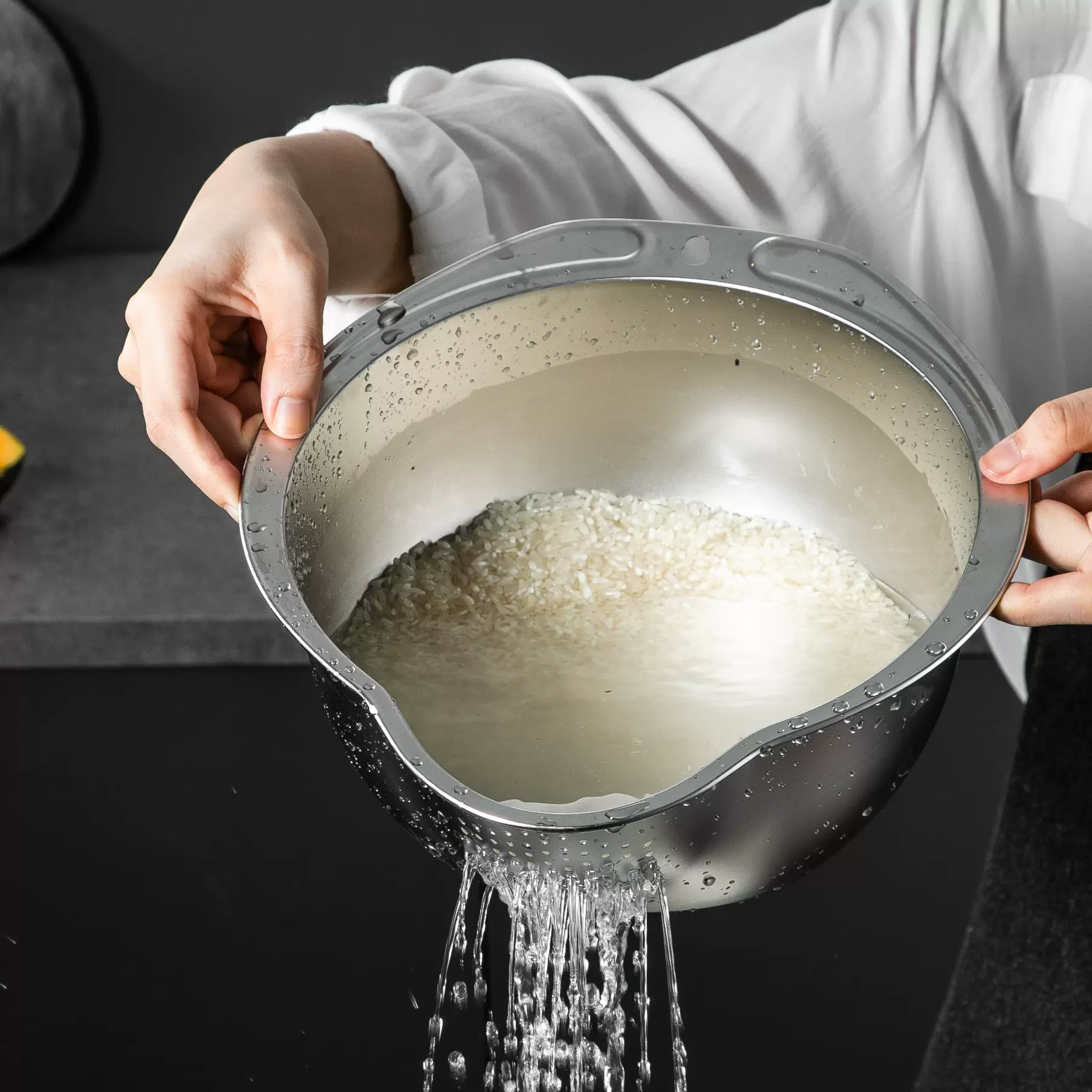 淘米神器洗水果不锈钢厨房沥水篮淘米加厚多功能不锈钢家用洗菜盆