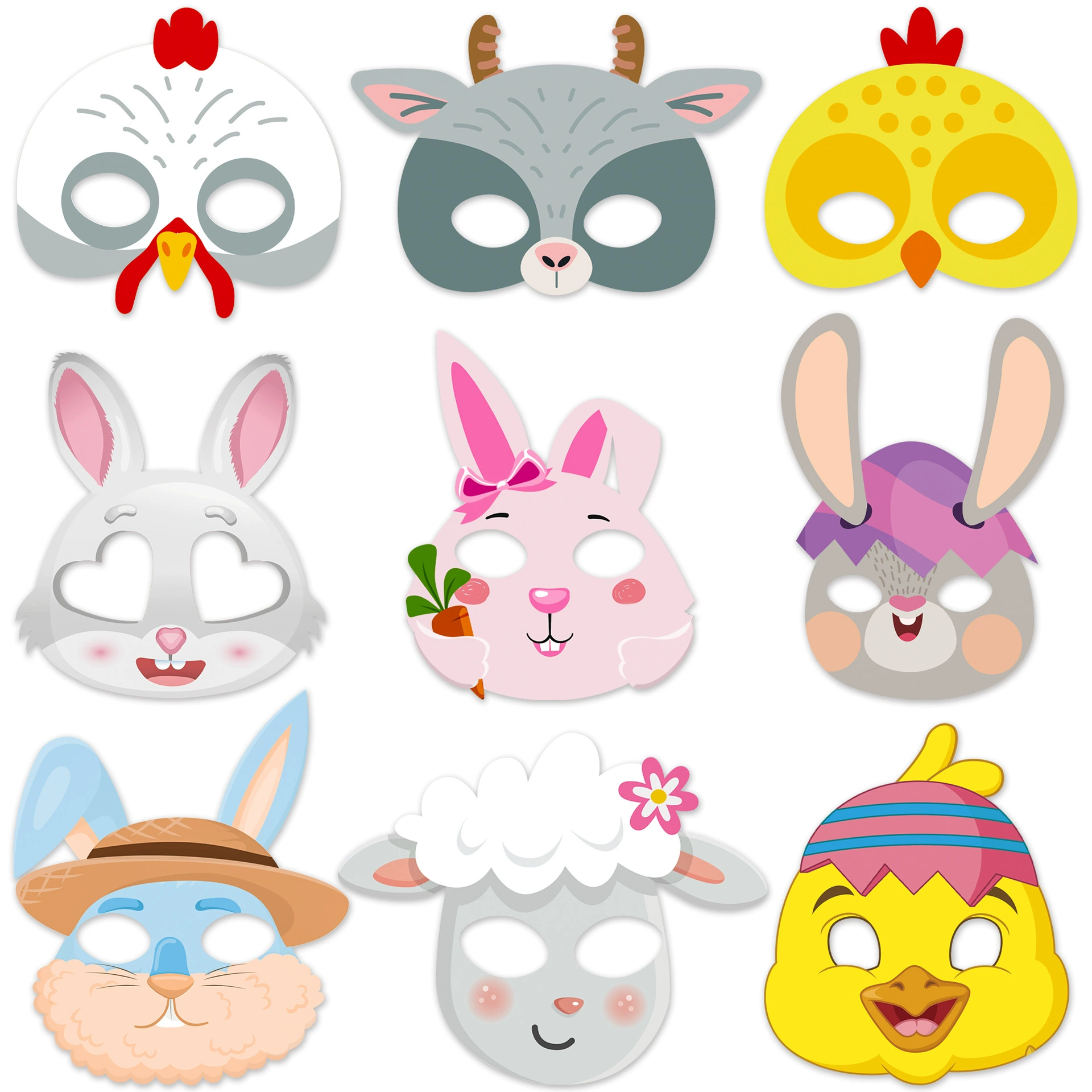 Пасхальная тема Resurrection Paper Mask бумажная маска cartoon животные кролик цыплёнок овца праздник украшение маска оптом