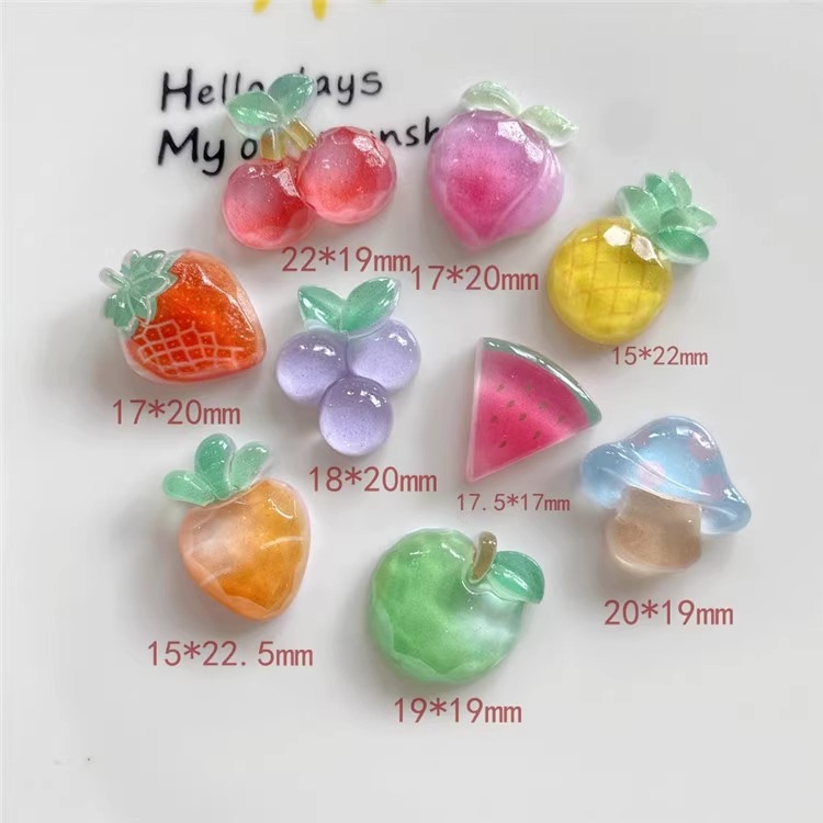 simulation crystal fruit watermelon apple grape cherry strawberry mushroom cream gel mobile phone case diy resin material