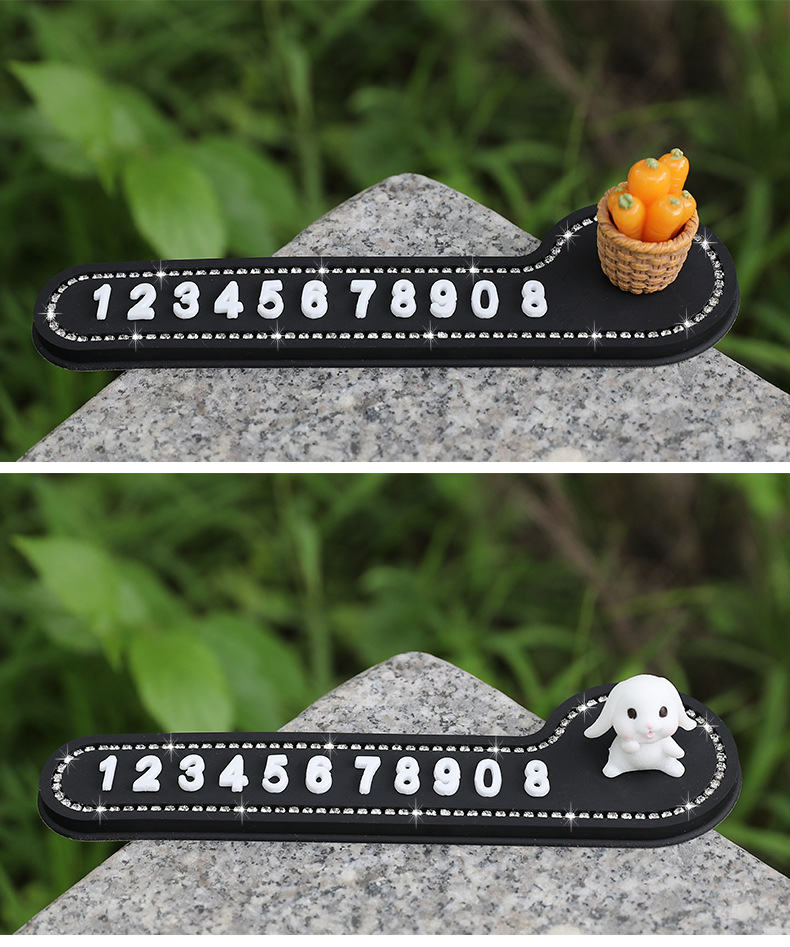 Cute temporary parking sign for cars, car phone number plate for moving vehicles, creative car interior decoration accessories