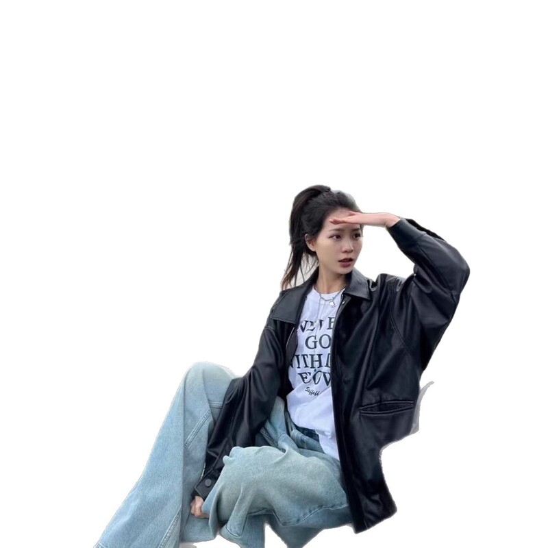 美拉德皮衣外套女2025早春新款爆款女棕色美式港风复古机车感|undefined