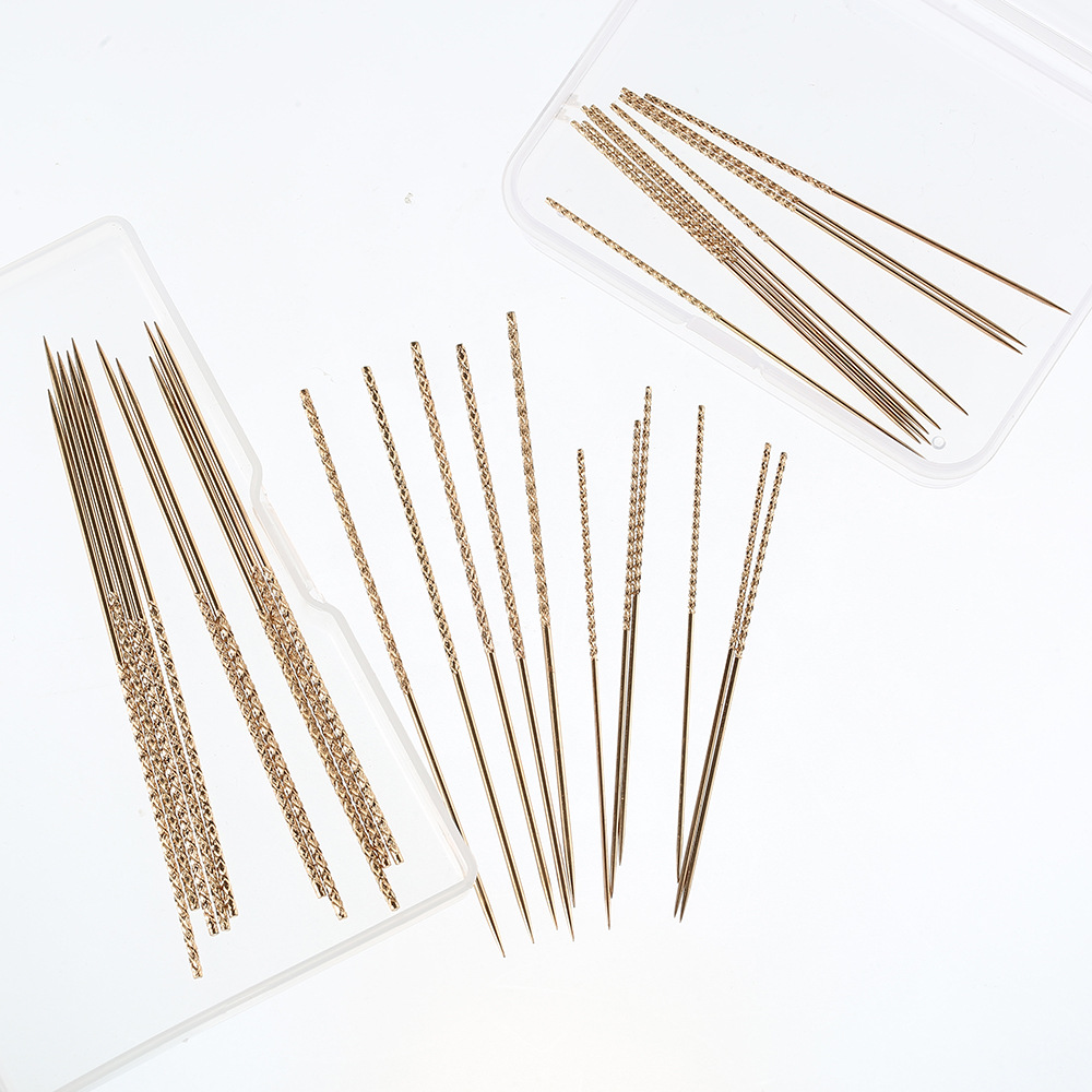 跨境新款无孔新颖滚花针 面料修复针佩戴方便毛衣针 银色编织套装