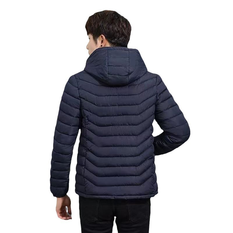 남성용 코튼 패딩 코트 새 겨울 슬림 핏 코튼 패딩 재킷 남자 패셔너블 브랜드 한국식 겨울 후드 쇼트코튼 패딩 코트 미드 그린