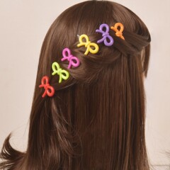 6 ピース/セットガールリボン甘いかわいいヘアピン卸売ロング三つ編みヘアピン