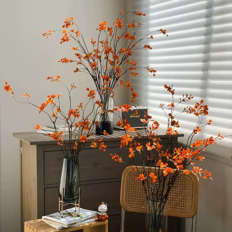 侘寂风秋意红枫叶仿真花假花仿真枫叶绿植卧室客厅装饰花摆件批发