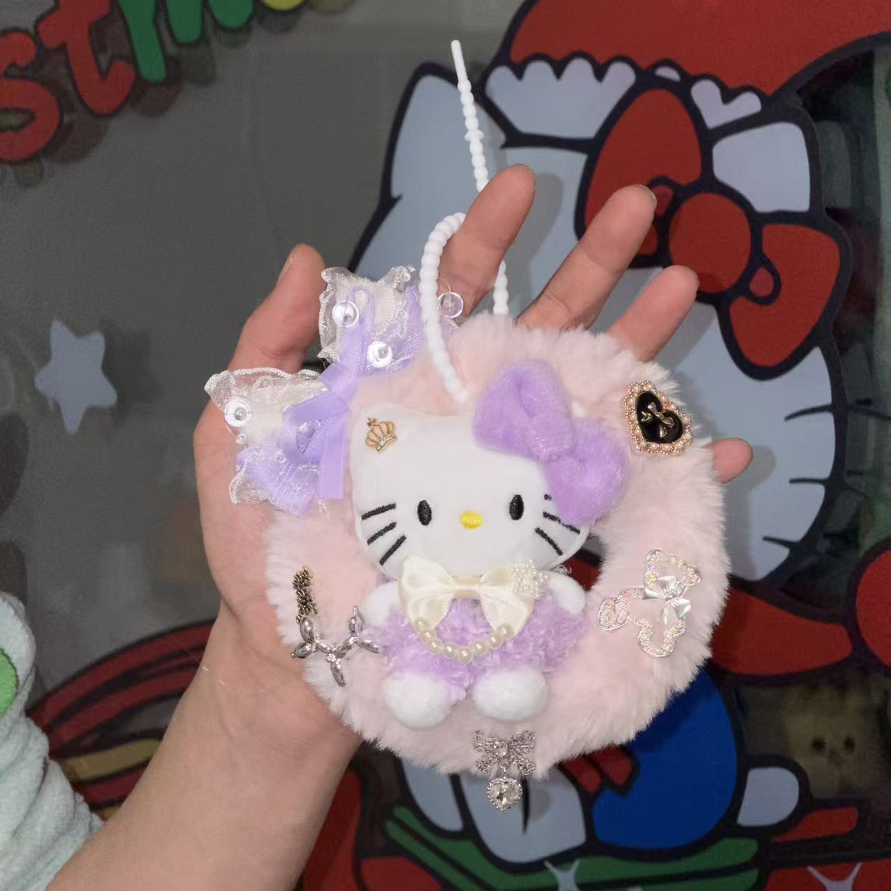 黒麦わら帽子キティ帽子ベビーペンダントラブバックル人形人形かわいいヘップバーンスタイルペンダントキーホルダー