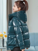 亮面羽绒棉服女2025冬装新款韩版气质减龄印花棉衣女短款加厚外套