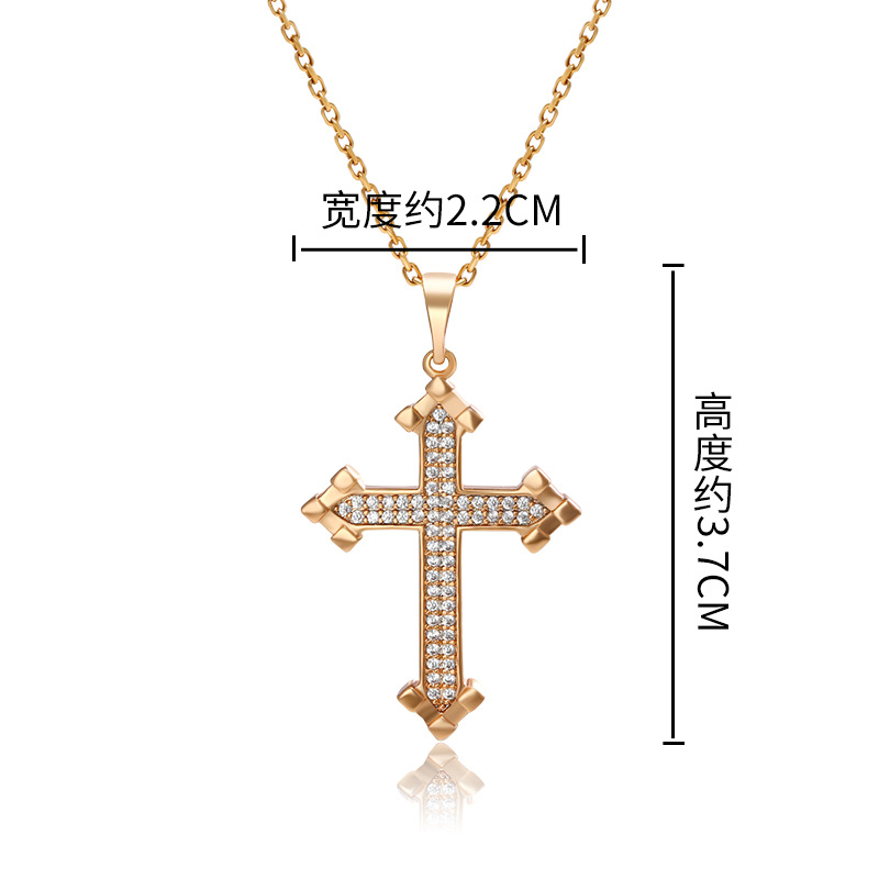 Joyería Xuping micro incrustado con colgante de cruz de circonio para mujeres lujo ligero personalidad simple collar accesorios de collar de viento frío para hombres