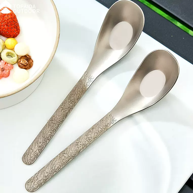 纯钛户外餐具汤勺露营用品饭勺餐勺便携家用元宝勺子耐高温保鲜