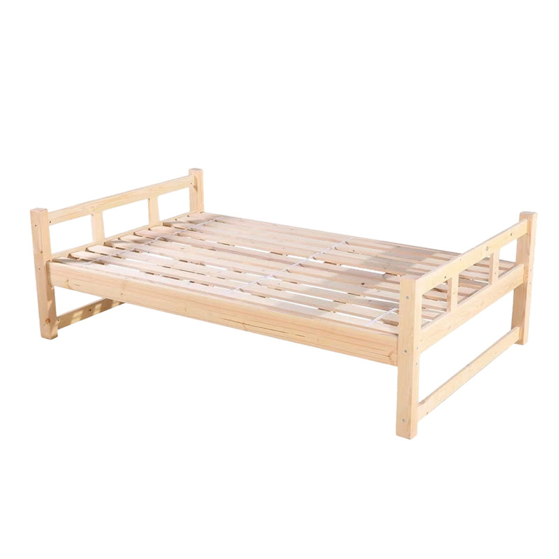 Fabricante al por mayor cama individual de madera maciza alquiler de viviendas de personal dormitorio cama de tablero de madera 1 m 1.3 m cama de madera maciza gruesa image 6