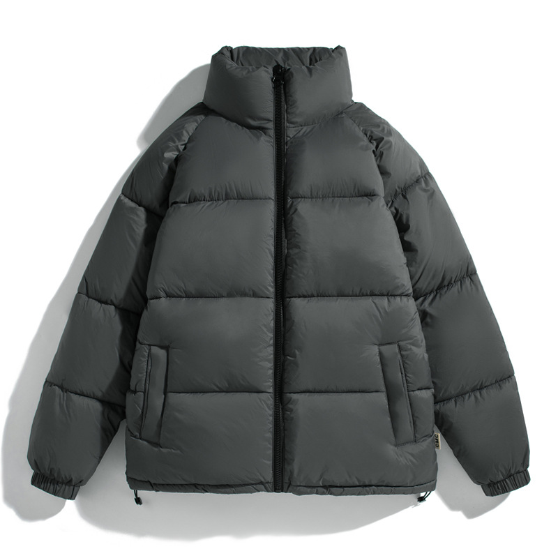 Chaqueta de hombre de otoño e invierno chaqueta acolchada de algodón cálida informal suelta blusa juvenil cuello alto simple celebridad de Internet misma chaqueta de pan a prueba de viento