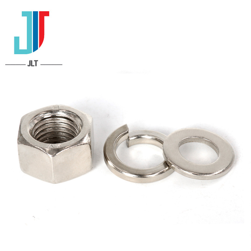 镀镍六角螺母套装平垫弹垫组合螺丝帽大全M3M4M5M6M8M10M12垫圈