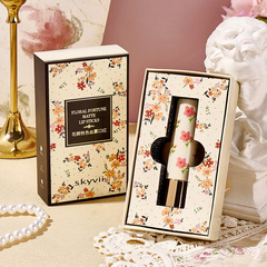 skyvii Tea Youth Color Carved Velvet Lipstick Non-fading Waterproof Female Student Cheap Lipstick Gift Box 