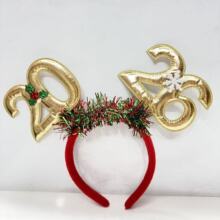 跨境发饰2026新年氛围感布艺发箍圣诞节派对跨年拍照道具发饰