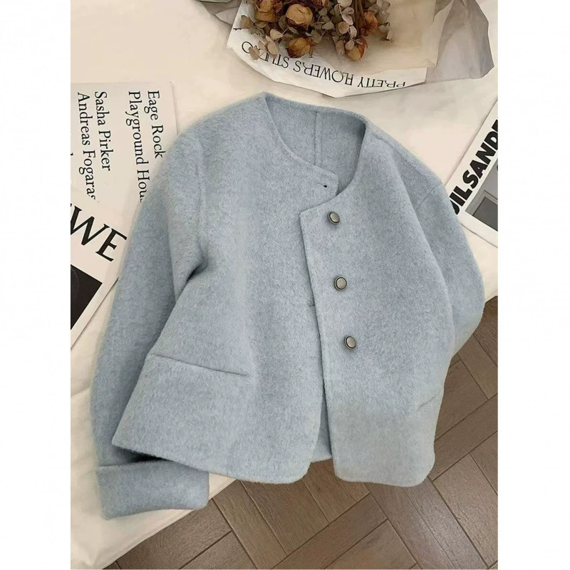 Осенняя модная куртка, стиль Chanel, для подростков, круглый воротник, корейский стиль