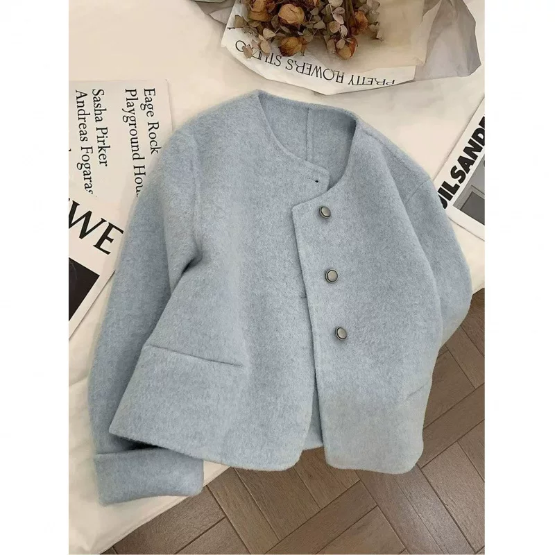 Осенняя модная куртка, стиль Chanel, для подростков, круглый воротник, корейский стиль